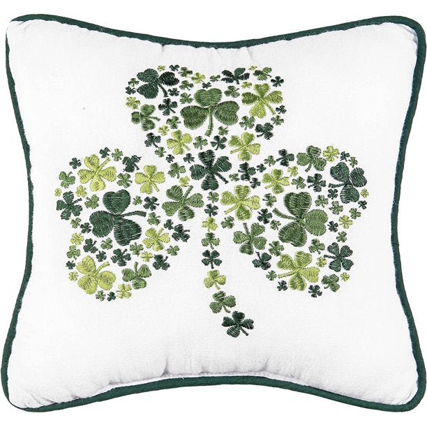 10x10 in Embroidered Irish Shamrock Pillow - The Flag Lady