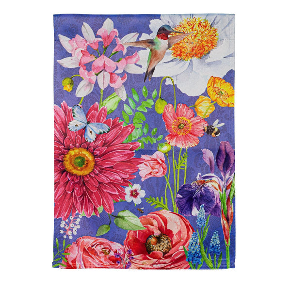 12x18 in English Garden Florals Suede Garden Flag - The Flag Lady