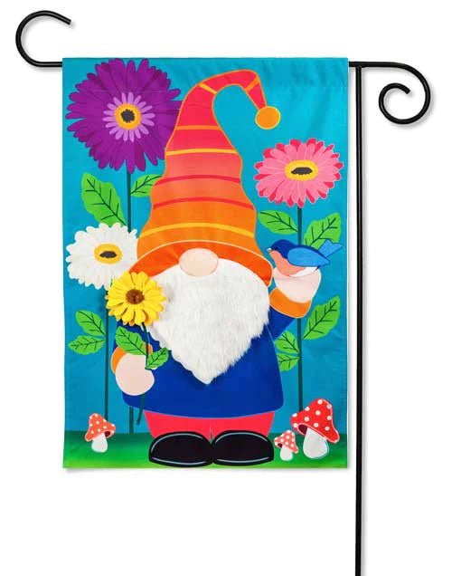 12x18 in Garden Gnome Linen Garden Flag - The Flag Lady