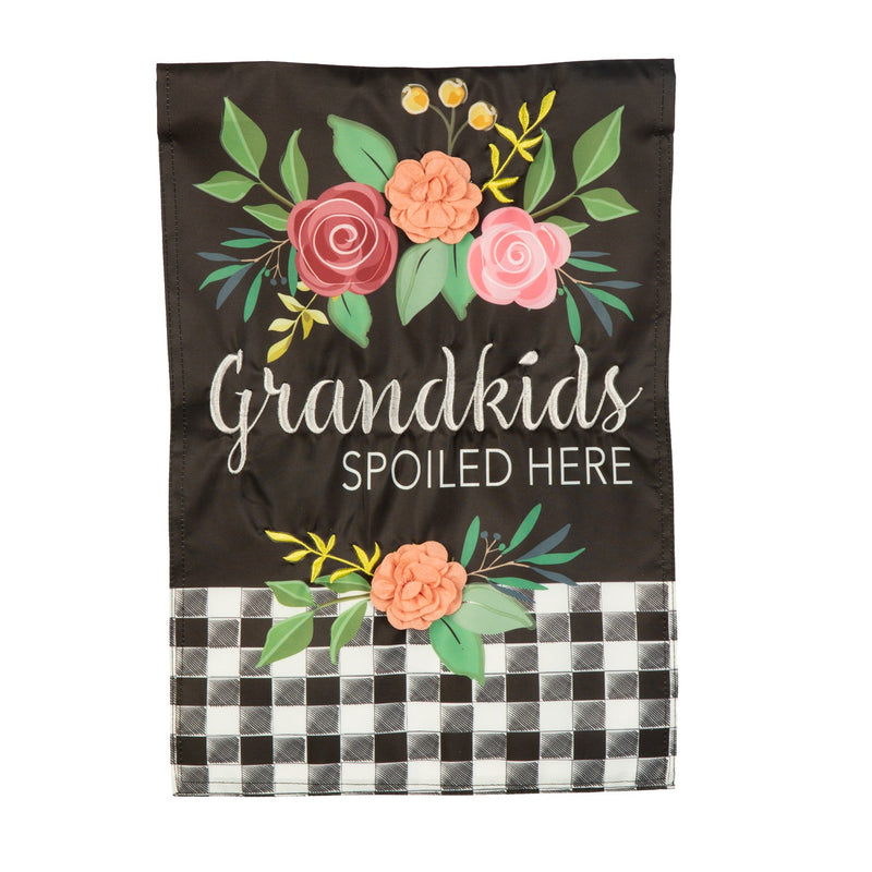 12x18 in "Grandkids Spoiled Here" Applique Garden Flag - The Flag Lady