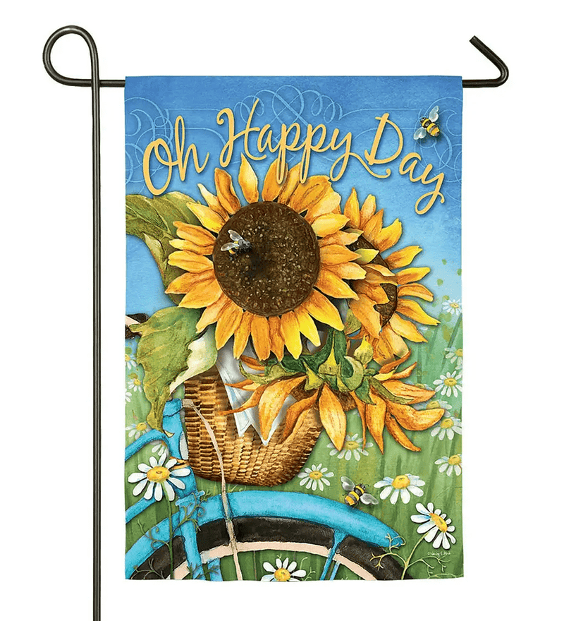 12x18 in Happy Day Sunflower Suede Garden Flag - The Flag Lady