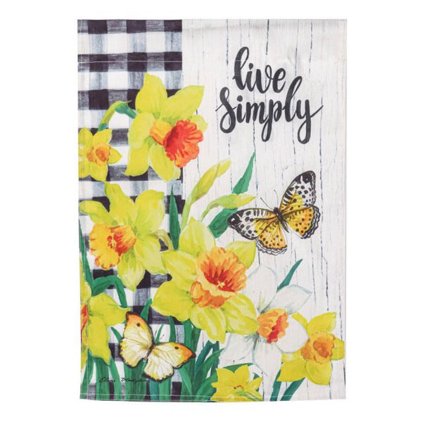 12x18 in Spring Daffodils Inspirational Checked Garden Flag - The Flag Lady