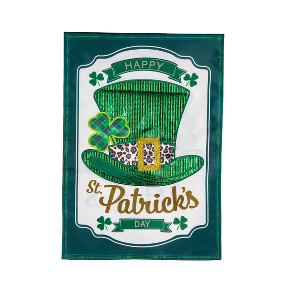 12x18 in St. Patrick's Day Top Hat Applique Garden Flag - The Flag Lady