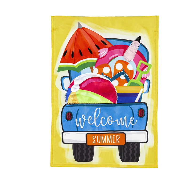 12x18 in Welcome Summer Truck Garden Flag - The Flag Lady