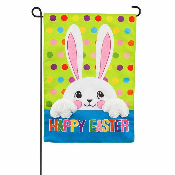 28x40 in Polka Dot Easter Bunnies Linen Banner - The Flag Lady