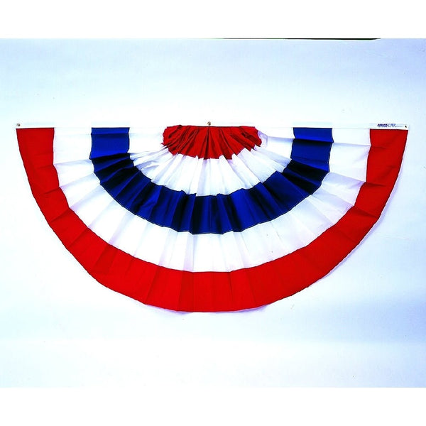 3 ft. X 6 ft. Large Pre - pleated Fan Bunting Decoration with Stripes - The Flag Lady