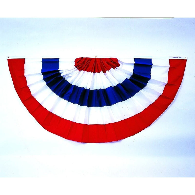 3 ft. X 6 ft. Large Pre - pleated Fan Bunting Decoration with Stripes. Polycotton blend. - The Flag Lady