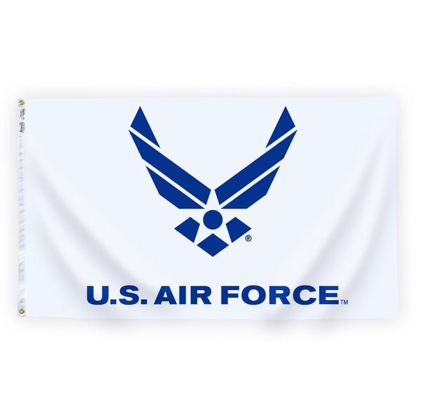 3X5 Ft Nyl - Glo Air Force Logo Flag. White With Blue Wings - The Flag Lady