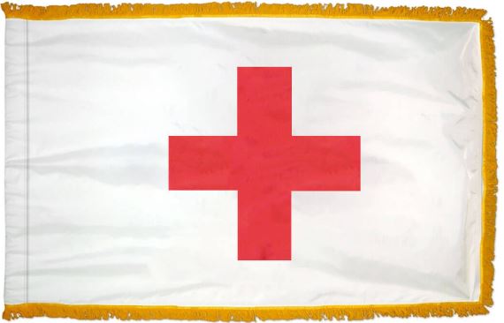 3x5 ft Sewn American Red Cross Flag w/Fringe - The Flag Lady