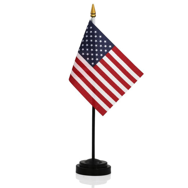 4 in. X 6 in. Miniature Set with U.S. Flag and Black Plastic Base - The Flag Lady