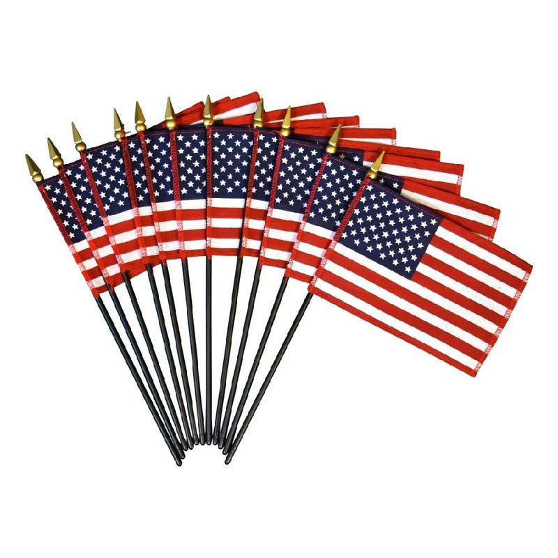 4 in. X 6 in. Verona Brand U.S. Flag with 3/16 in. X 10 in. Back Staff with Gold Spear Tip - The Flag Lady