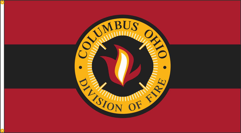 5x9.5 ft Single Sided Columbus Fire Department Internment Flag - The Flag Lady