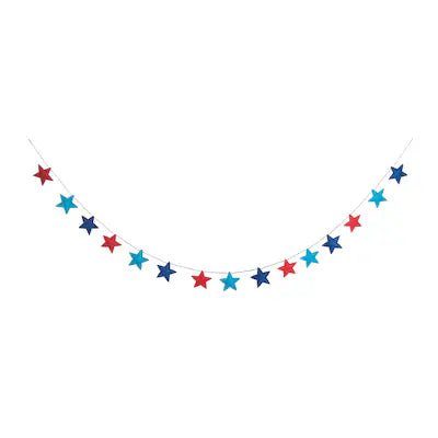 60 in Patriotic Blue and Red Star Garland - The Flag Lady