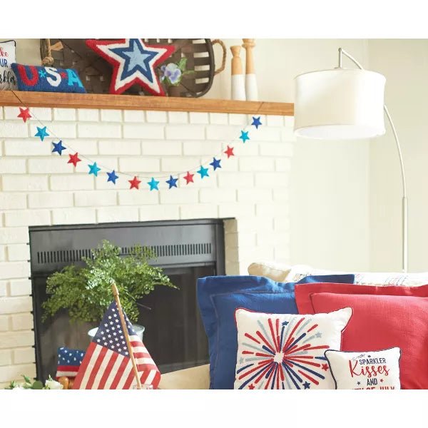 60 in Patriotic Blue and Red Star Garland - The Flag Lady