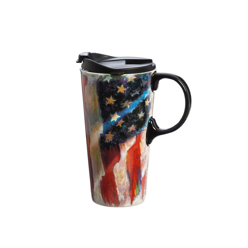 American Flag Ceramic Travel Mug - 17 oz - The Flag Lady