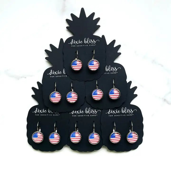 American Flag Leverbacks Earrings - The Flag Lady