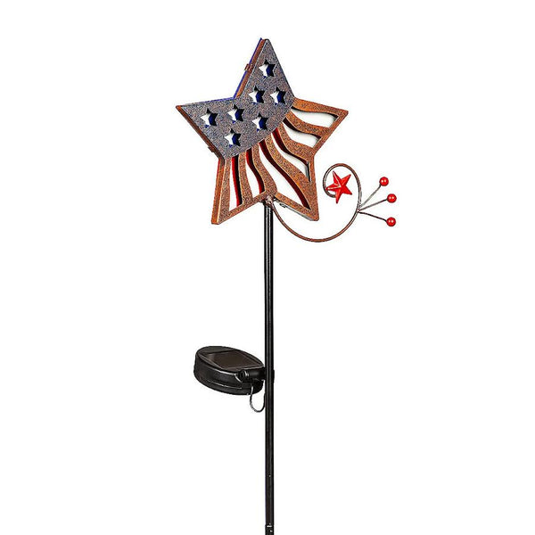 Americana Solar Garden Stake (Star) - The Flag Lady