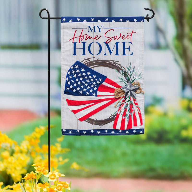 Americana Wreath Linen Garden Flag - The Flag Lady