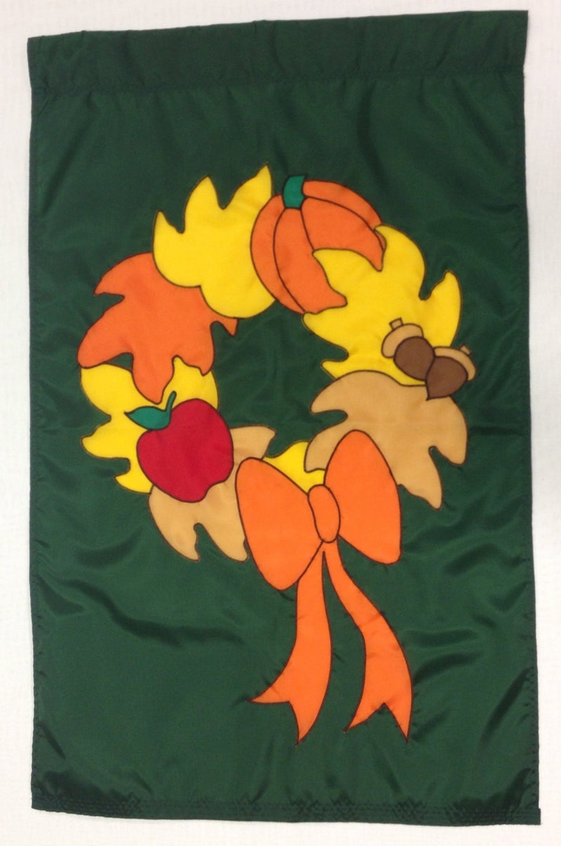 Autumn Wreath (Green) Banner Flag 28 x 40 inch Autumn - The Flag Lady