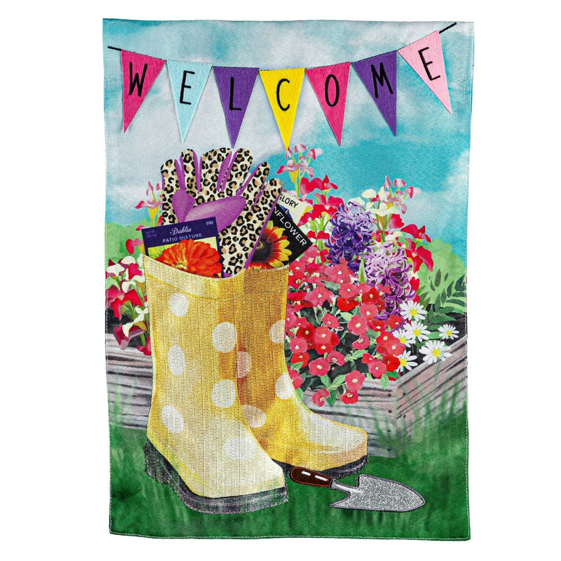 Banner and Boots Linen Garden Flag - The Flag Lady