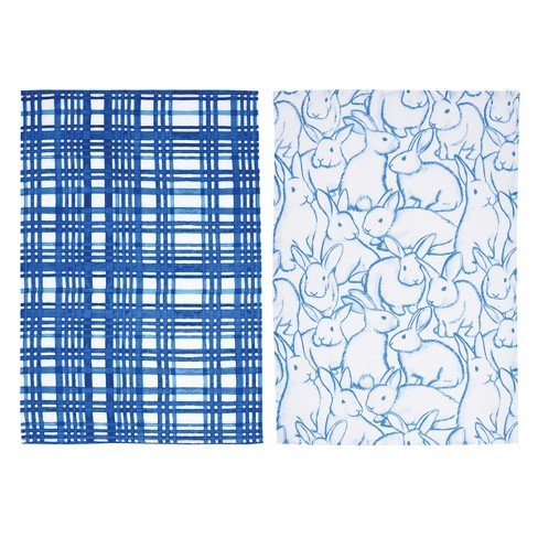 Blue Bunny & Plaid Towel Set/2 - The Flag Lady