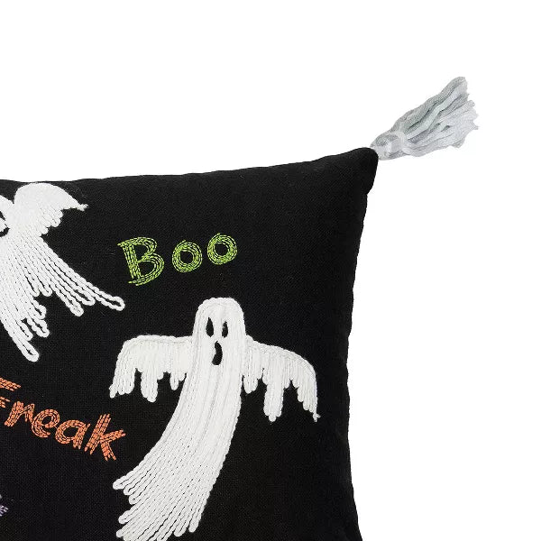 Boo Ghost Lumbar Pillow w/ Tassels - The Flag Lady