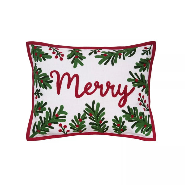 Botanical Christmas Merry Pillow - The Flag Lady