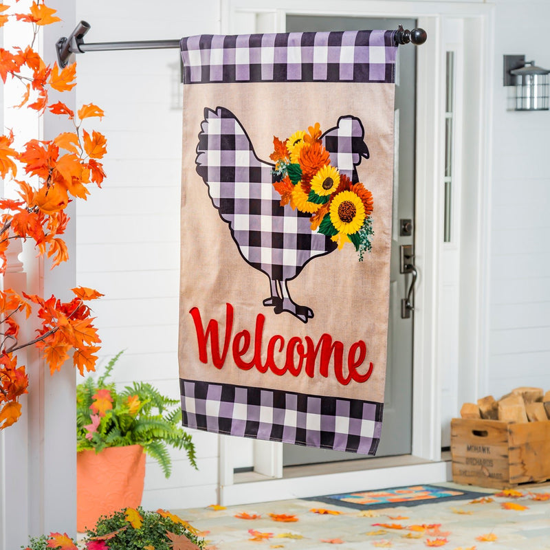 Buffalo Check Chicken Burlap Banner - The Flag Lady