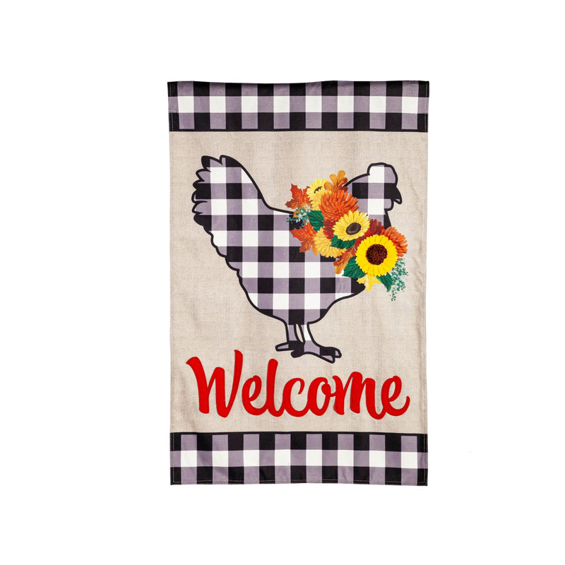 Buffalo Check Chicken Burlap Banner - The Flag Lady