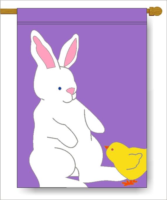 Bunny & Chick Banner Flag 28 x 40 inch Easter - The Flag Lady