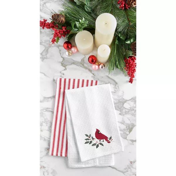 Cardinal Holly Waffle Weave Towel - The Flag Lady