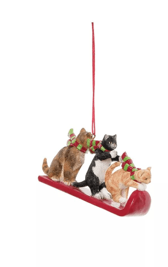 Cats Sled Ornament - The Flag Lady