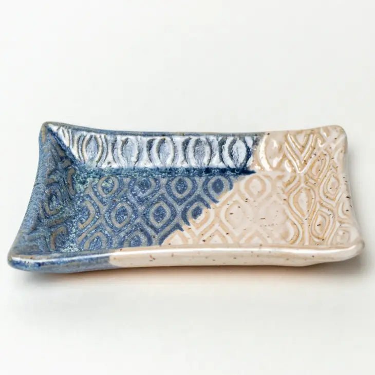 Ceramic Blue/White Trinket - Patterned Handmade in Ohio - The Flag Lady