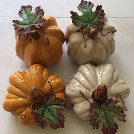 Ceramic Pumpkin with Leaf Table Décor - The Flag Lady