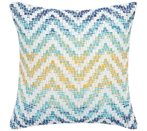 Chevron Pattern Pillow Blue Teal and Yellow - The Flag Lady