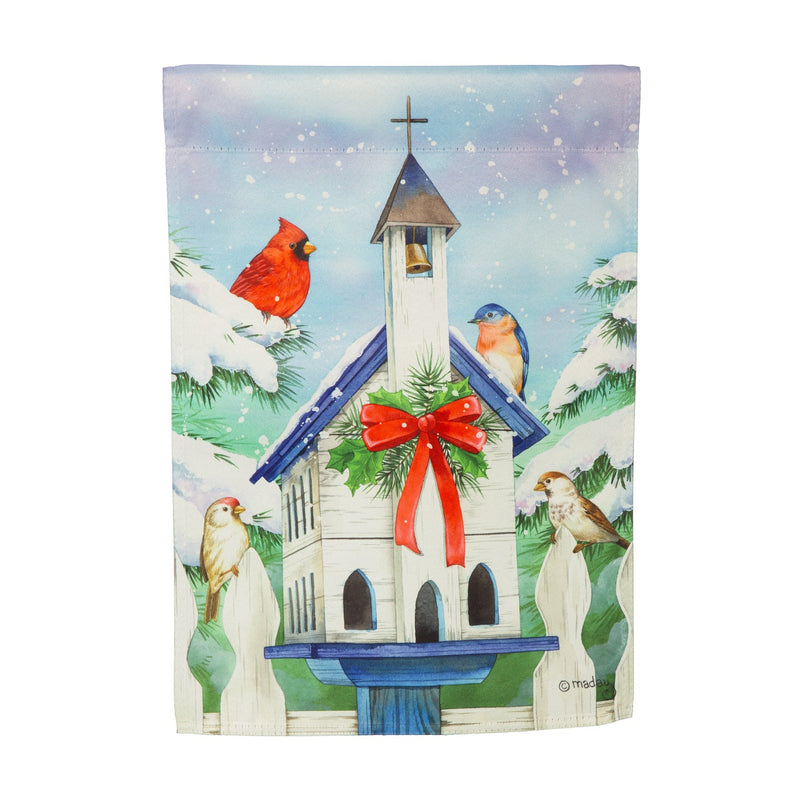 Christmas Bird House Suede Garden Flag - The Flag Lady