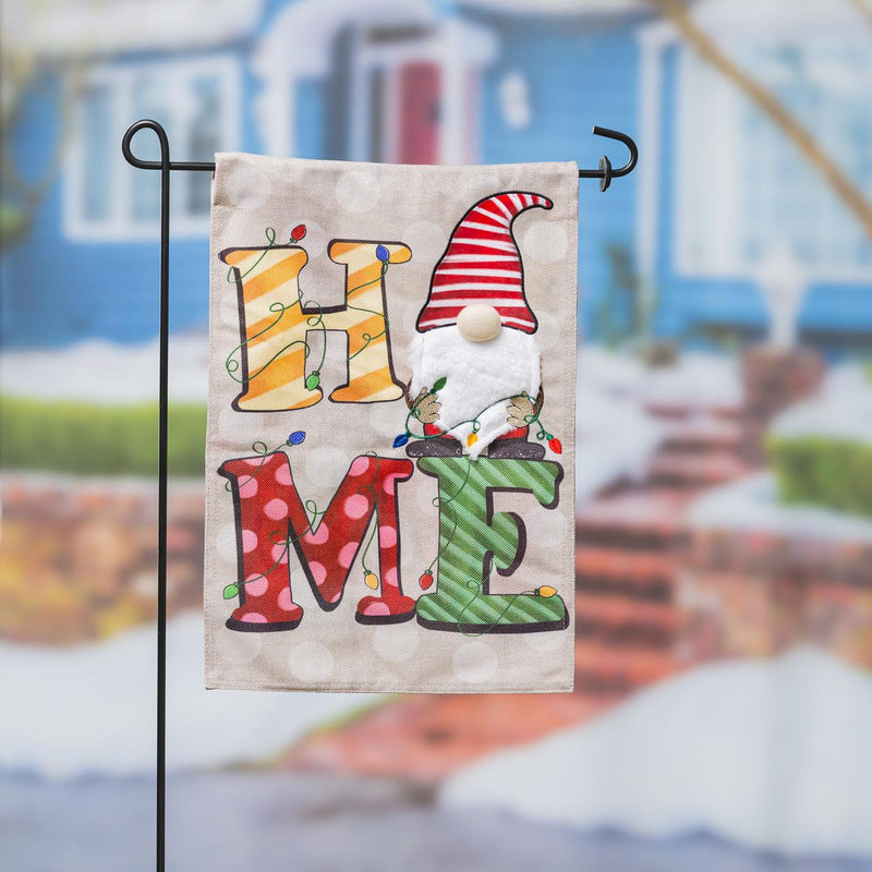 Christmas Home Gnome Burlap Flag - The Flag Lady