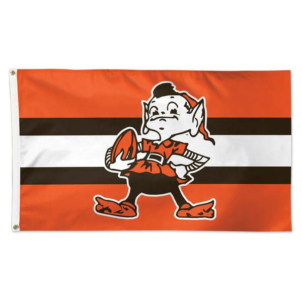 Cleveland Browns "Brownie" 3x5' Deluxe Flag W/ Stripe - The Flag Lady