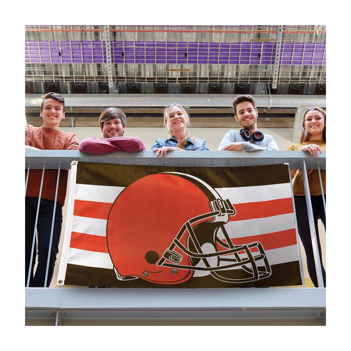 Cleveland Browns Horiz. Stripes Flag - Deluxe 3' X 5' - The Flag Lady