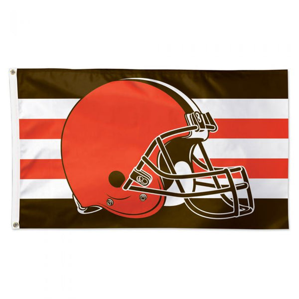 Cleveland Browns Horiz. Stripes Flag - Deluxe 3' X 5' - The Flag Lady