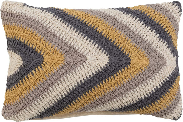 Cotton Crocheted Lumbar Pillow w/ Chevron Pattern - The Flag Lady