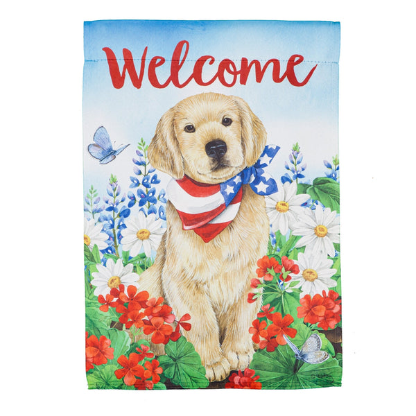 Dog with Patriotic Bandana Garden Suede Flag - The Flag Lady