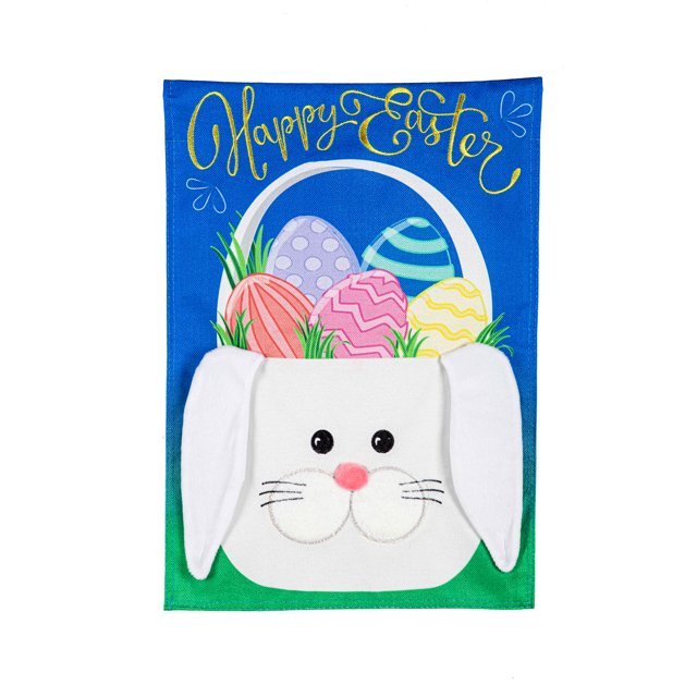 Easter Bunny Basket Burlap Banner - The Flag Lady