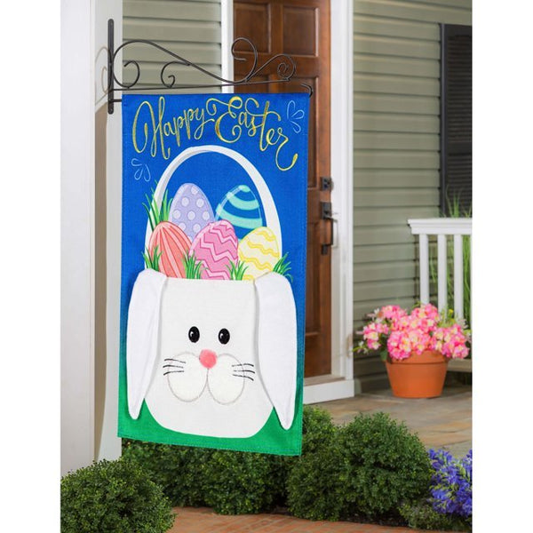 Easter Bunny Basket Burlap Banner - The Flag Lady