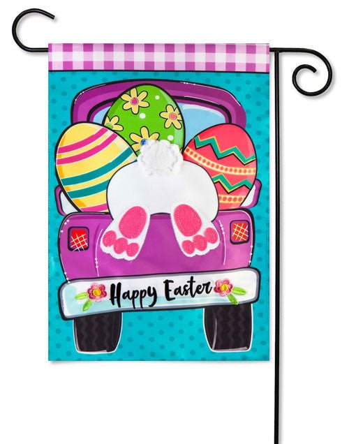 Easter Truck Bunny Bottom Applique Garden Flag - The Flag Lady