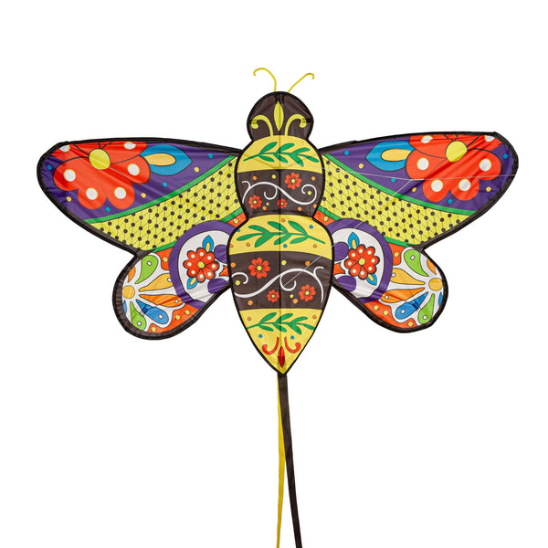 Ever Fliers Fun Floral Bee Kite with Tail and Reel - The Flag Lady