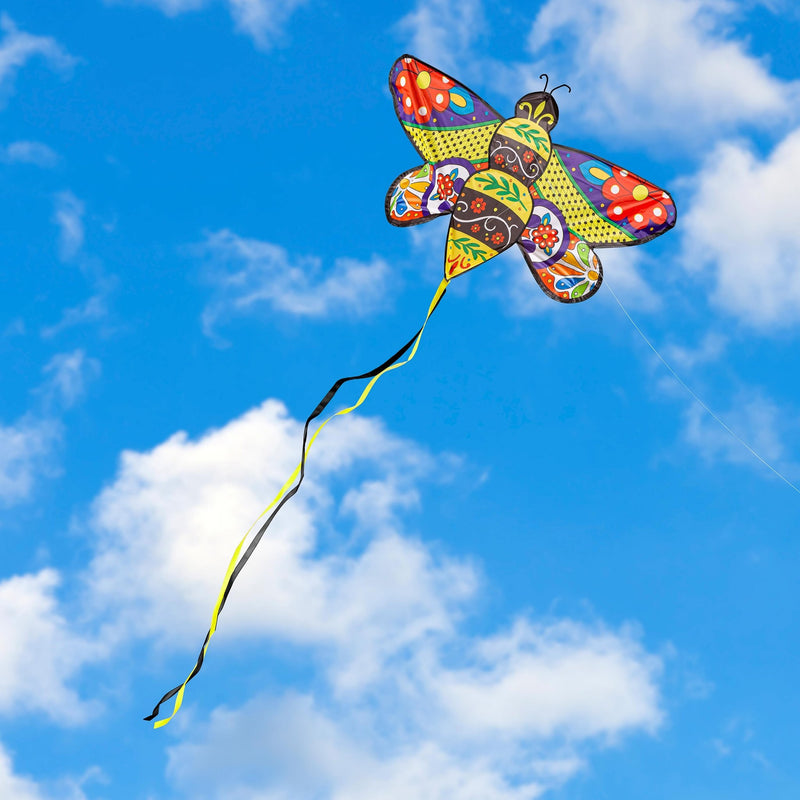 Ever Fliers Fun Floral Bee Kite with Tail and Reel - The Flag Lady