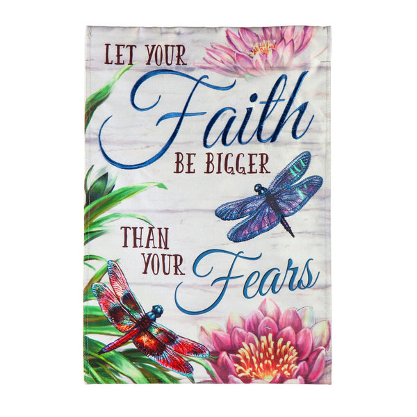 "Faith be Bigger Than Fear" Linen Garden Flag - The Flag Lady