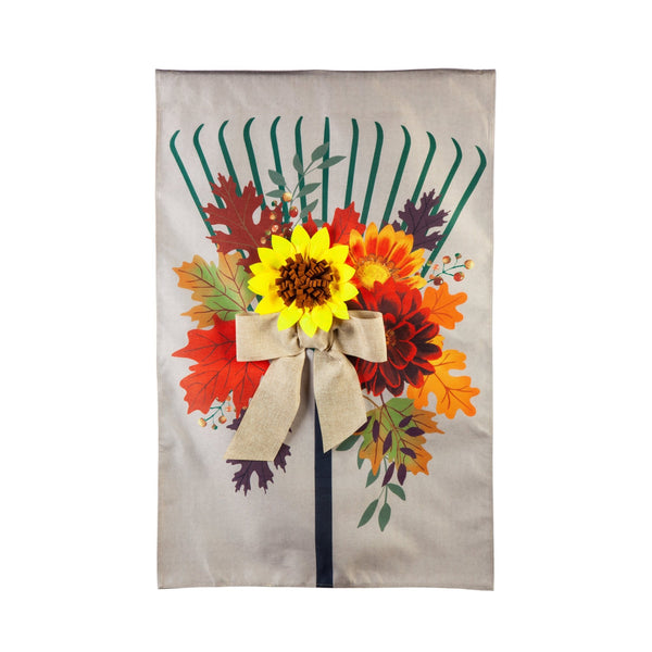 Fall Floral Rake Banner - The Flag Lady