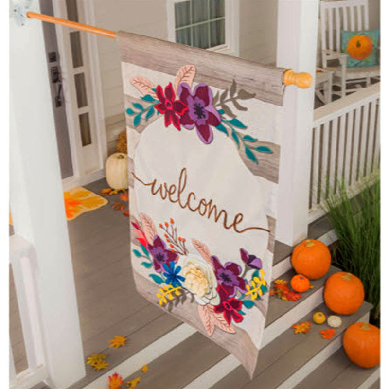 Fall Stripes Welcome Banner & Garden Flags - The Flag Lady